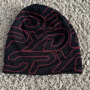 Spyder Black Beanie with Red Stitching